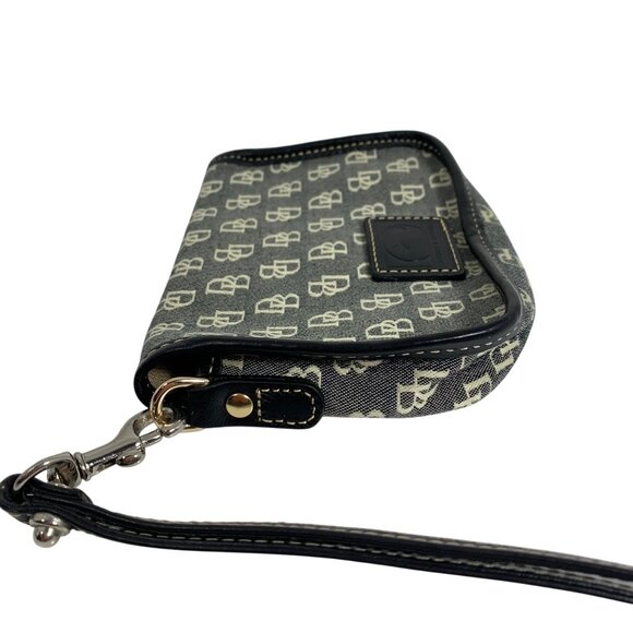 Dooney Bourke Black/Ivory Leather Trim Pouch Bag Wristlet Duck Logo EUC - Picture 4 of 10